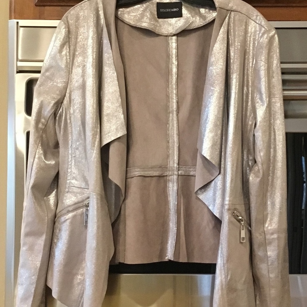 XL Beige Metallic Jacket From Dolce Cabo